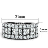 TK2866 - High polished (no plating) Stainless Steel Ring with AAA Grade CZ  in Clear - Alamode