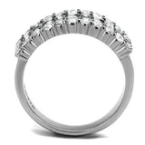 TK2866 - High polished (no plating) Stainless Steel Ring with AAA Grade CZ  in Clear - Alamode