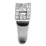 TK2866 - High polished (no plating) Stainless Steel Ring with AAA Grade CZ  in Clear - Alamode