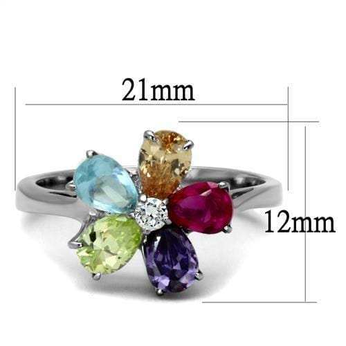 TK2867 - High polished (no plating) Stainless Steel Ring with AAA Grade CZ in Multi Color - Alamode - Flyclothing LLC