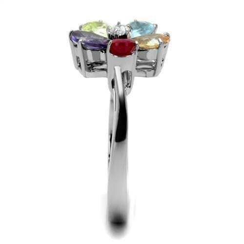 TK2867 - High polished (no plating) Stainless Steel Ring with AAA Grade CZ in Multi Color - Alamode - Flyclothing LLC