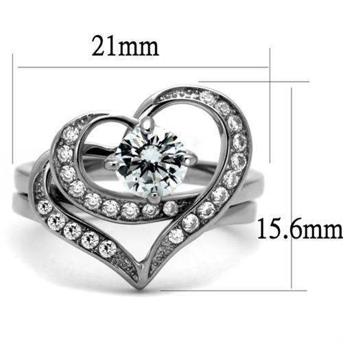 TK2868 - High polished (no plating) Stainless Steel Ring with AAA Grade CZ in Clear - Alamode - Flyclothing LLC