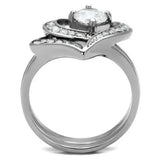 TK2868 - High polished (no plating) Stainless Steel Ring with AAA Grade CZ in Clear - Alamode - Flyclothing LLC