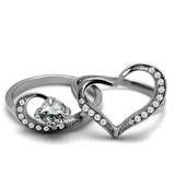 TK2868 - High polished (no plating) Stainless Steel Ring with AAA Grade CZ in Clear - Alamode - Flyclothing LLC