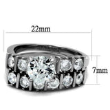TK2869 - High polished (no plating) Stainless Steel Ring with AAA Grade CZ  in Clear - Alamode