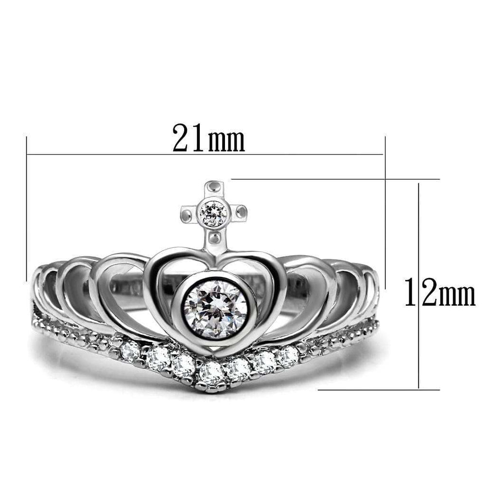 TK2870 - High polished (no plating) Stainless Steel Ring with AAA Grade CZ in Clear - Alamode - Flyclothing LLC