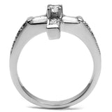 TK2871 - High polished (no plating) Stainless Steel Ring with AAA Grade CZ  in Clear - Alamode