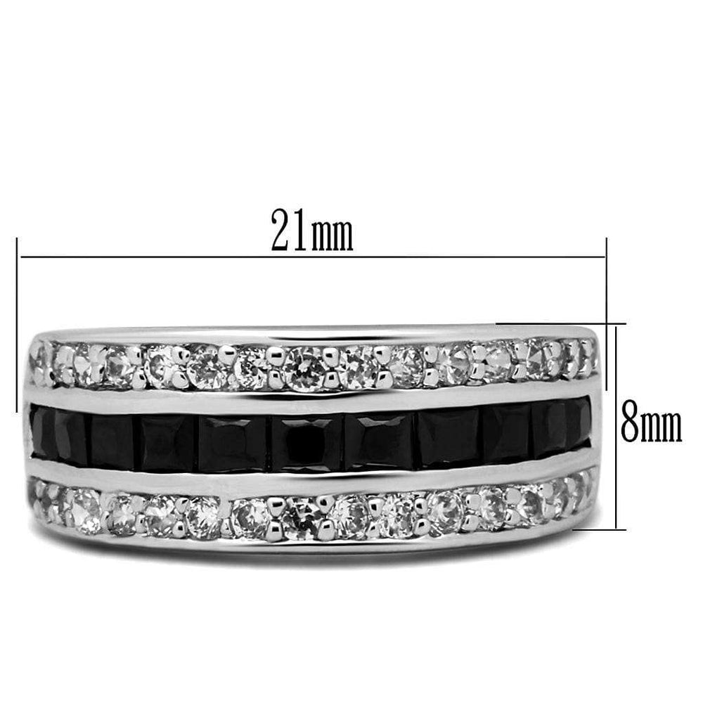TK2872 - High polished (no plating) Stainless Steel Ring with AAA Grade CZ in Black Diamond - Alamode - Flyclothing LLC