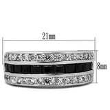 TK2872 - High polished (no plating) Stainless Steel Ring with AAA Grade CZ  in Black Diamond - Alamode