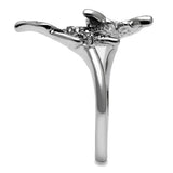 TK2874 - High polished (no plating) Stainless Steel Ring with AAA Grade CZ in Clear - Alamode - Flyclothing LLC