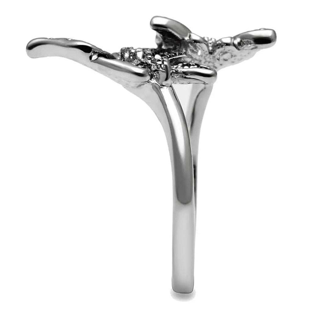 TK2874 - High polished (no plating) Stainless Steel Ring with AAA Grade CZ in Clear - Alamode - Flyclothing LLC