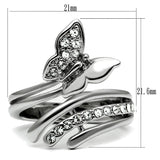 TK2875 - High polished (no plating) Stainless Steel Ring with AAA Grade CZ  in Clear - Alamode