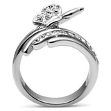TK2875 - High polished (no plating) Stainless Steel Ring with AAA Grade CZ in Clear - Alamode - Flyclothing LLC