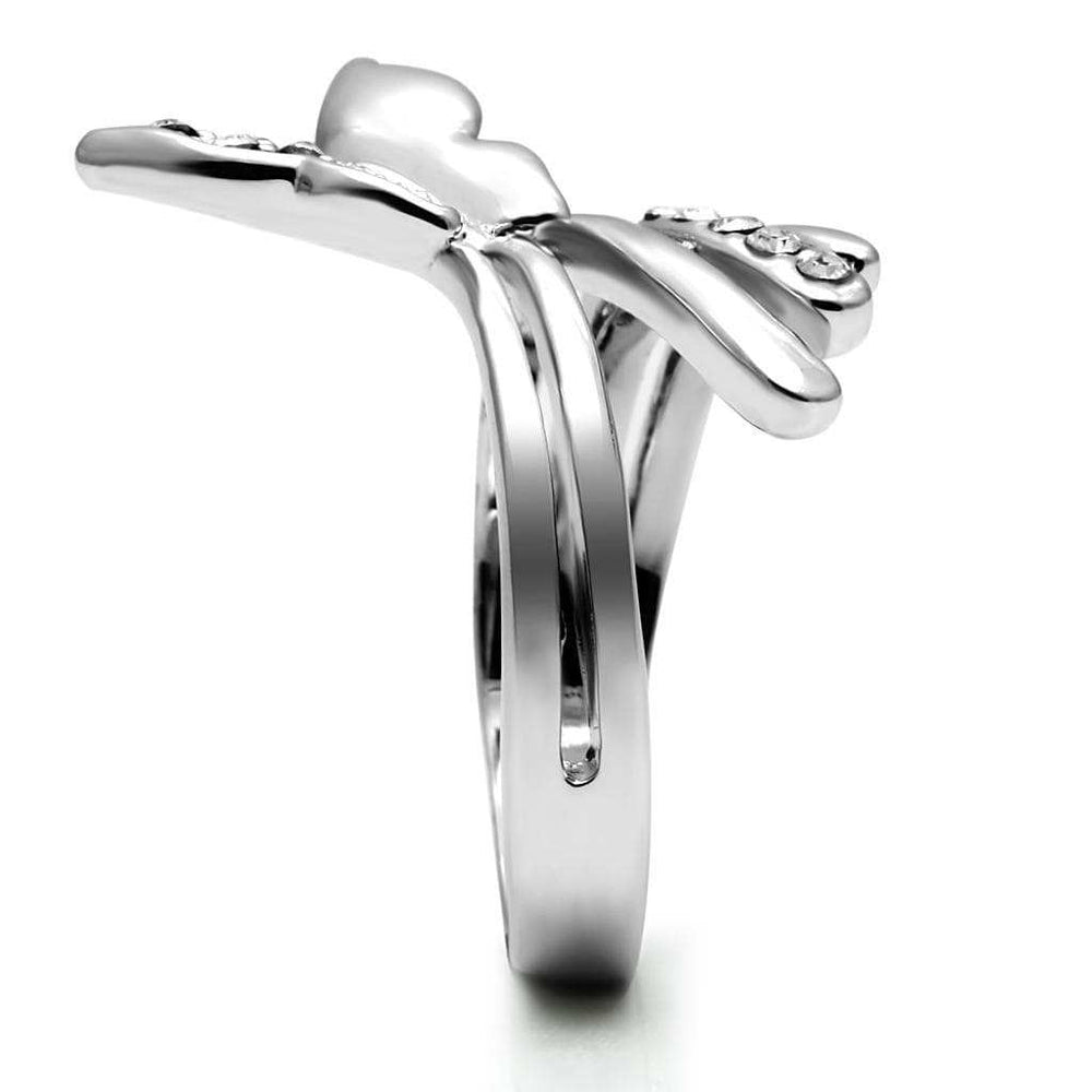 TK2875 - High polished (no plating) Stainless Steel Ring with AAA Grade CZ in Clear - Alamode - Flyclothing LLC