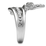 TK2875 - High polished (no plating) Stainless Steel Ring with AAA Grade CZ  in Clear - Alamode