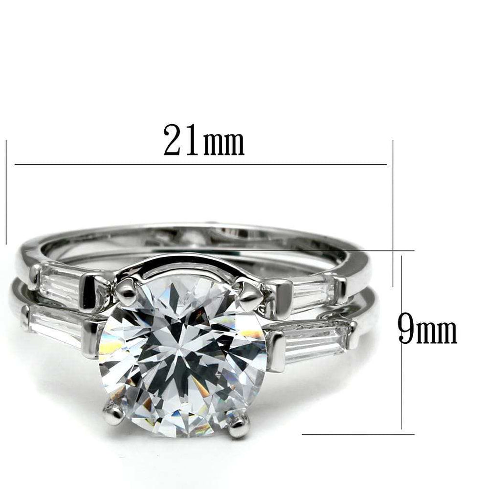 TK2878 - High polished (no plating) Stainless Steel Ring with AAA Grade CZ in Clear - Alamode - Flyclothing LLC