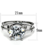 TK2878 - High polished (no plating) Stainless Steel Ring with AAA Grade CZ  in Clear - Alamode