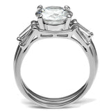 TK2878 - High polished (no plating) Stainless Steel Ring with AAA Grade CZ  in Clear - Alamode