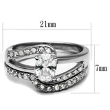TK2879 - High polished (no plating) Stainless Steel Ring with AAA Grade CZ  in Clear - Alamode