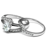 TK2879 - High polished (no plating) Stainless Steel Ring with AAA Grade CZ  in Clear - Alamode