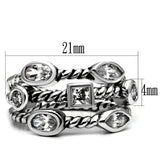 TK2880 - High polished (no plating) Stainless Steel Ring with AAA Grade CZ  in Clear - Alamode