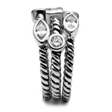 TK2880 - High polished (no plating) Stainless Steel Ring with AAA Grade CZ in Clear - Alamode - Flyclothing LLC