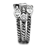 TK2880 - High polished (no plating) Stainless Steel Ring with AAA Grade CZ  in Clear - Alamode
