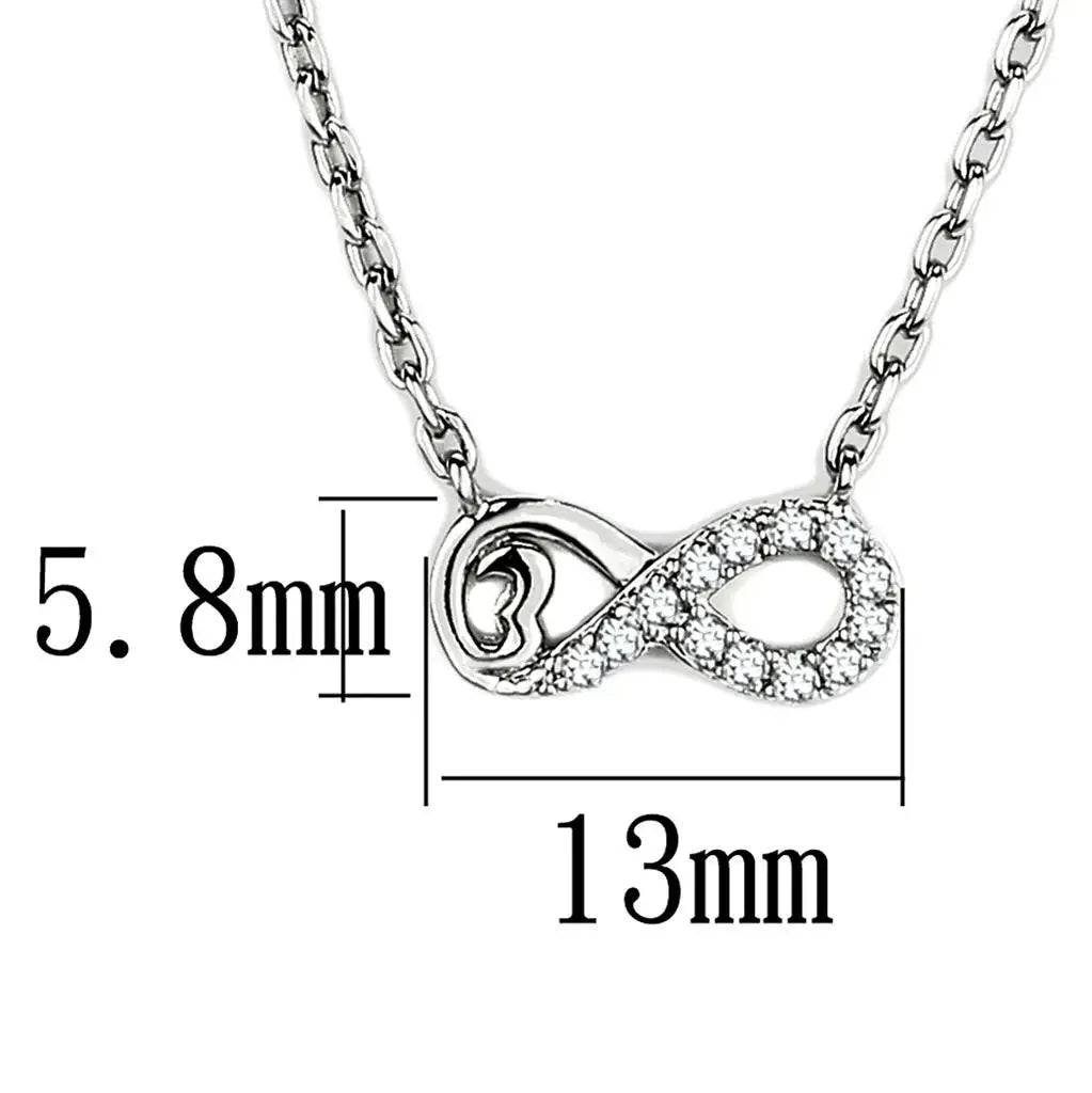 TK2885 - High polished (no plating) Stainless Steel Necklace with AAA Grade CZ in Clear - Alamode - Flyclothing LLC