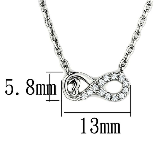 TK2885 - High polished (no plating) Stainless Steel Necklace with AAA Grade CZ in Clear - Alamode - Flyclothing LLC