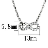 TK2885 - High polished (no plating) Stainless Steel Necklace with AAA Grade CZ  in Clear