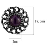 TK2889 - IP Light Black  (IP Gun) Stainless Steel Earrings with Semi-Precious Amethyst Crystal in Amethyst - Alamode