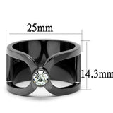 TK2897 - IP Light Black  (IP Gun) Stainless Steel Ring with Top Grade Crystal  in Clear - Alamode