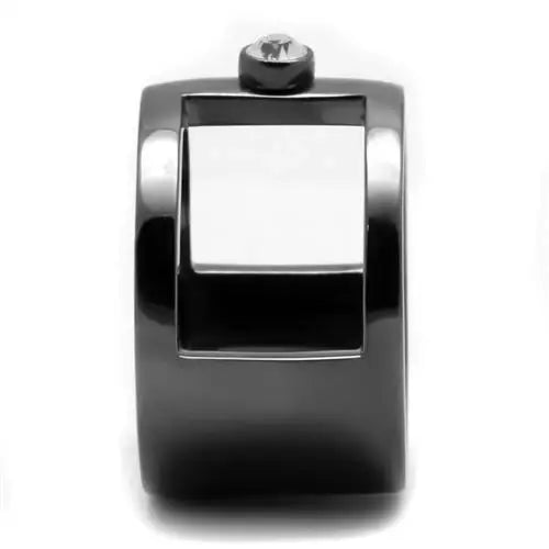 TK2898 - IP Light Black (IP Gun) Stainless Steel Ring with Top Grade Crystal in Clear - Alamode - Flyclothing LLC