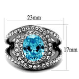 TK2900 - High polished (no plating) Stainless Steel Ring with Synthetic Synthetic Glass in Sea Blue - Alamode
