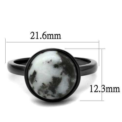TK2902 - IP Light Black (IP Gun) Stainless Steel Ring with Semi-Precious Hematite in Multi Color - Alamode - Flyclothing LLC