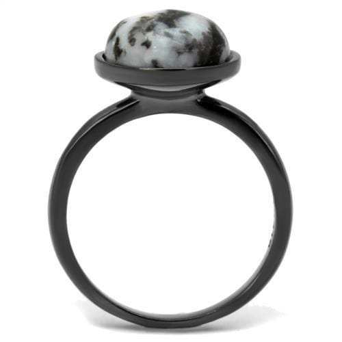 TK2902 - IP Light Black (IP Gun) Stainless Steel Ring with Semi-Precious Hematite in Multi Color - Alamode - Flyclothing LLC