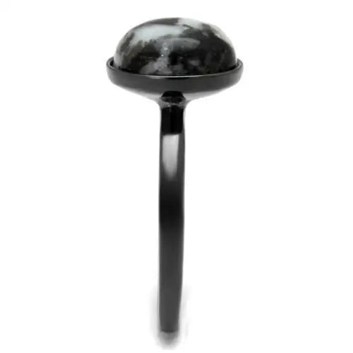 TK2902 - IP Light Black (IP Gun) Stainless Steel Ring with Semi-Precious Hematite in Multi Color - Alamode - Flyclothing LLC