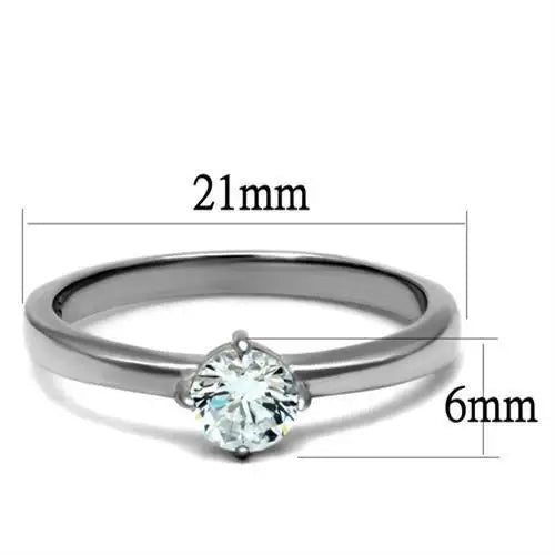 TK2903 - High polished (no plating) Stainless Steel Ring with AAA Grade CZ in Clear - Alamode - Flyclothing LLC