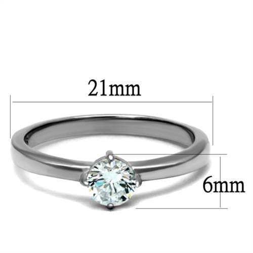 TK2903 - High polished (no plating) Stainless Steel Ring with AAA Grade CZ in Clear - Alamode - Flyclothing LLC