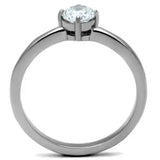 TK2903 - High polished (no plating) Stainless Steel Ring with AAA Grade CZ in Clear - Alamode - Flyclothing LLC