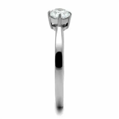 TK2903 - High polished (no plating) Stainless Steel Ring with AAA Grade CZ in Clear - Alamode - Flyclothing LLC