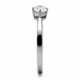 TK2903 - High polished (no plating) Stainless Steel Ring with AAA Grade CZ  in Clear - Alamode