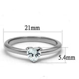 TK2904 - High polished (no plating) Stainless Steel Ring with AAA Grade CZ  in Clear - Alamode