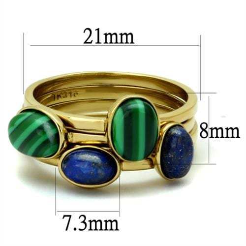 TK2905 - IP Gold(Ion Plating) Stainless Steel Ring with Synthetic MALACHITE in Emerald - Alamode - Flyclothing LLC