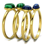 TK2905 - IP Gold(Ion Plating) Stainless Steel Ring with Synthetic MALACHITE in Emerald - Alamode