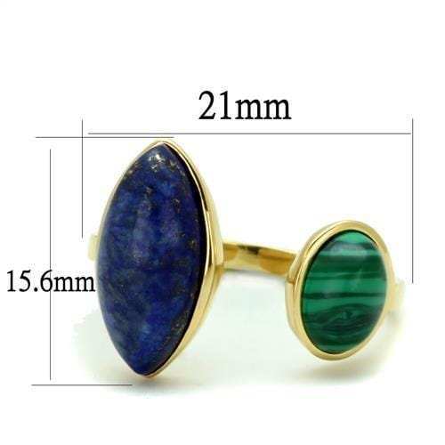 TK2906 - IP Gold(Ion Plating) Stainless Steel Ring with Precious Stone Lapis in Montana - Alamode - Flyclothing LLC