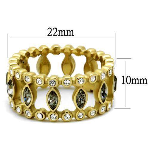 TK2907 - IP Gold(Ion Plating) Stainless Steel Ring with Top Grade Crystal in Black Diamond - Alamode - Flyclothing LLC