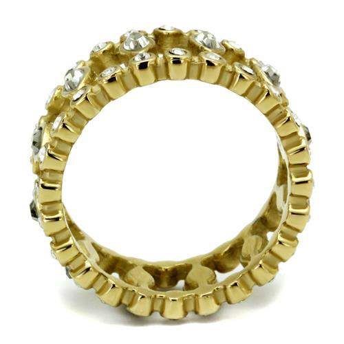 TK2907 - IP Gold(Ion Plating) Stainless Steel Ring with Top Grade Crystal in Black Diamond - Alamode - Flyclothing LLC