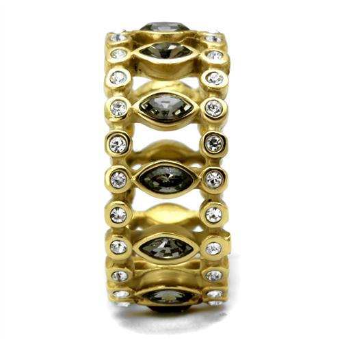 TK2907 - IP Gold(Ion Plating) Stainless Steel Ring with Top Grade Crystal in Black Diamond - Alamode - Flyclothing LLC