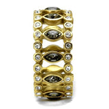 TK2907 - IP Gold(Ion Plating) Stainless Steel Ring with Top Grade Crystal  in Black Diamond - Alamode